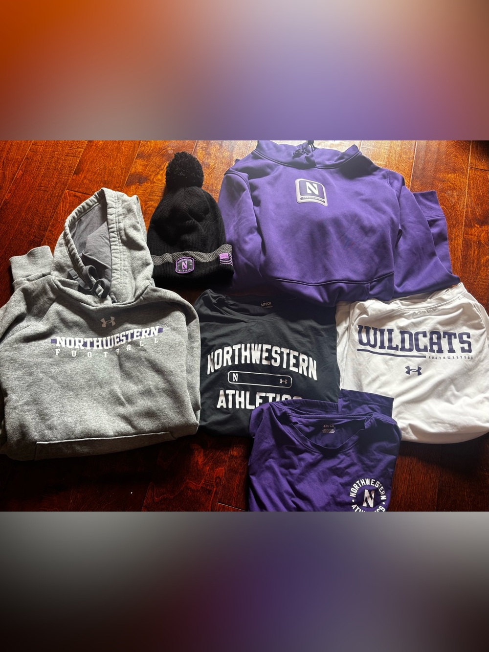Lot of 6 NORTHWESTERN UNIVERSITY official merch ladies size S hoodies tees hat
